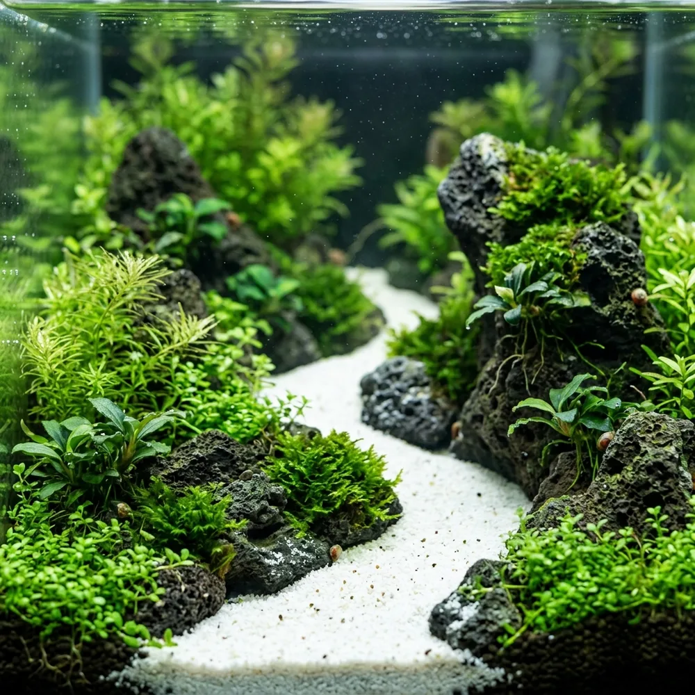 Cách sử dụng cát thủy sinh trang trí và tạo đường đi layout tự nhiên